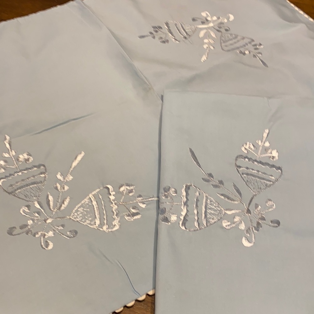 Vintage handmade embroidered standard size pillow cases shams